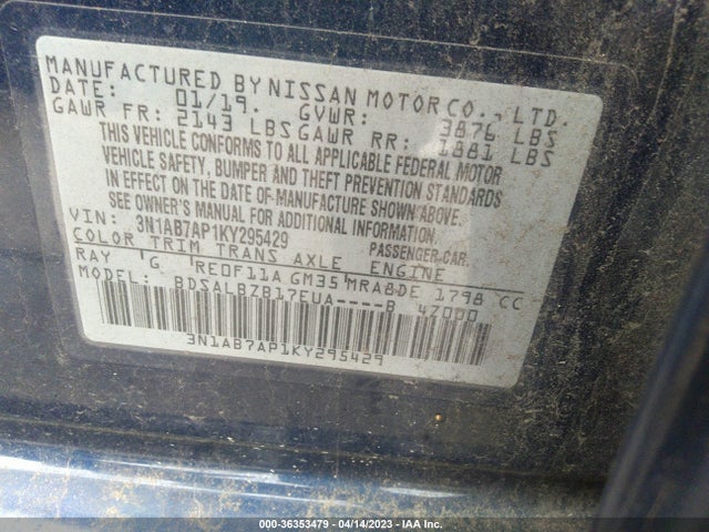 Nissan SENTRA S 2019 3N1AB7AP1KY295429 Image 10