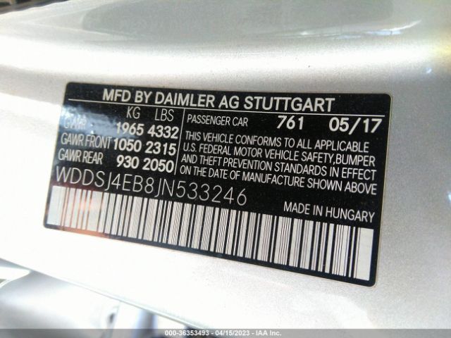 WDDSJ4EB8JN533246 Mercedes-Benz Cla Cla 250