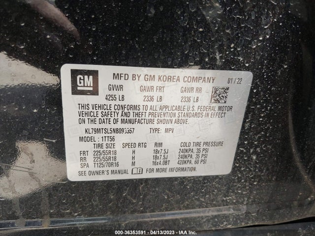 Chevrolet Trailblazer Rs 2022 KL79MTSL5NB098357 Image 9