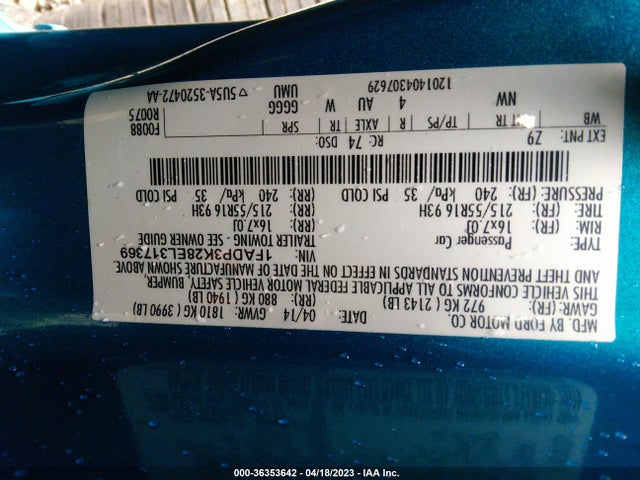 Ford FOCUS SE 2014 1FADP3K28EL317369 Image 11