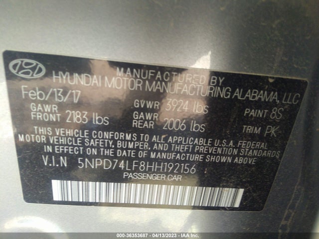 Hyundai ELANTRA SE 2017 5NPD74LF8HH192156 Image 9