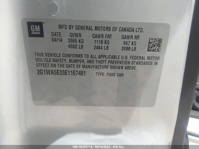 Chevrolet Impala Limited Ls 2014 2G1WA5E33E1167481 Image 10