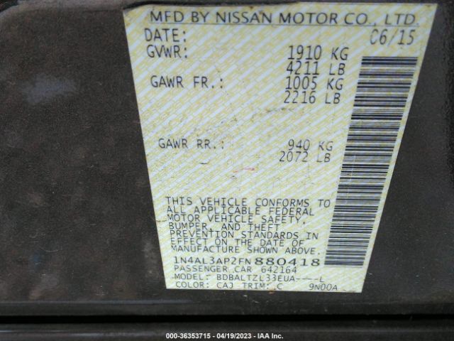 1N4AL3AP2FN880418 Nissan Altima 2.5 Sl