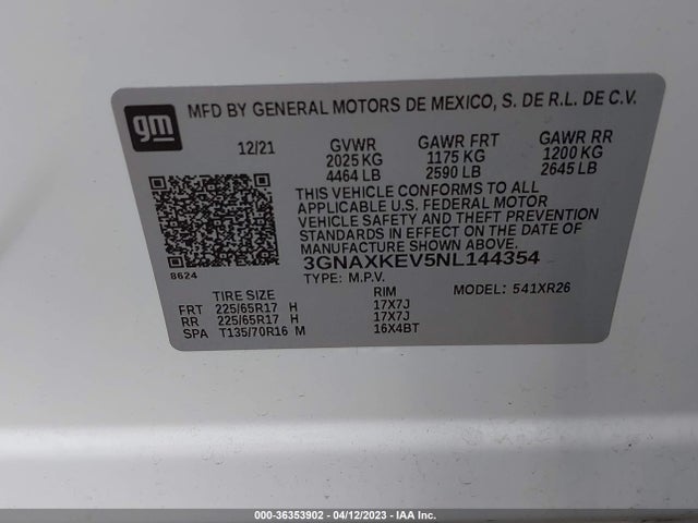 Chevrolet EQUINOX LT 2022 3GNAXKEV5NL144354 Image 11