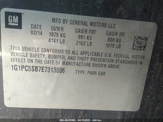 Chevrolet Cruze 1lt 2014 1G1PC5SB7E7313006 Image 9