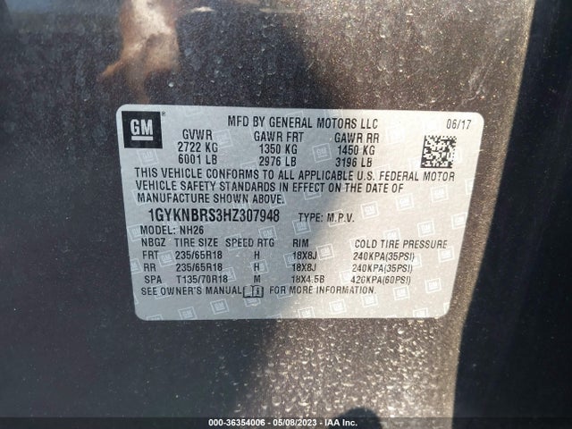 1GYKNBRS3HZ307948 Cadillac Xt5 Luxury Fwd