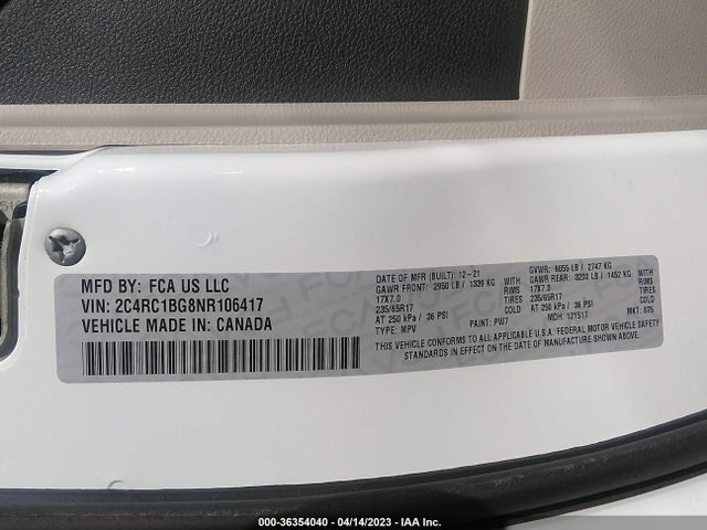 Chrysler Pacifica Touring L 2022 2C4RC1BG8NR106417 Image 9