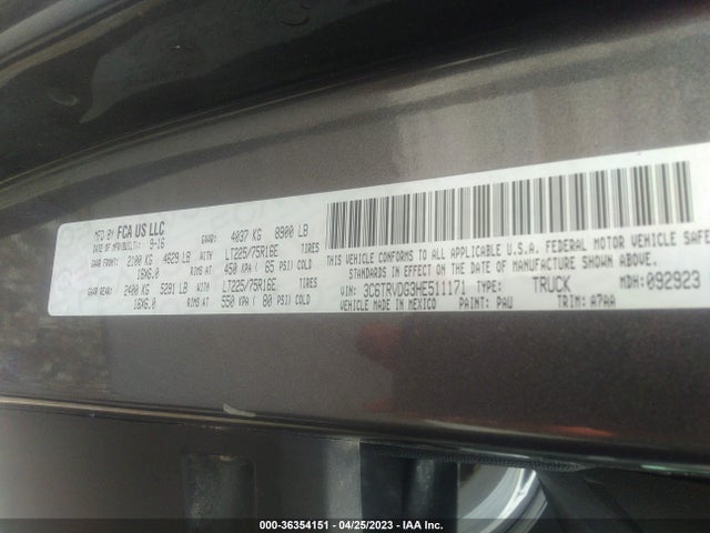 RAM Promaster Cargo Van 2017 3C6TRVDG3HE511171 Image 10