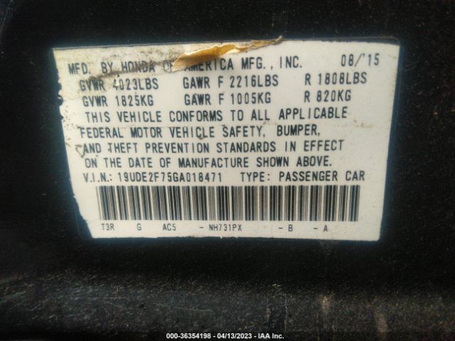 19UDE2F75GA018471 Acura Ilx W