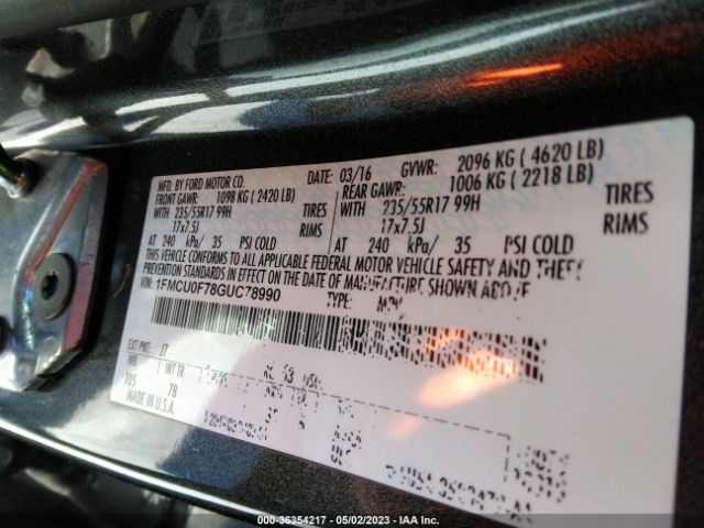1FMCU0F78GUC78990 Ford ESCAPE S