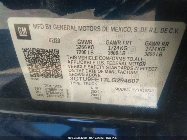3GTU9FET7LG294607 GMC Sierra 1500 Denali