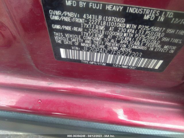 JF2GPADC7F8227203 Subaru Xv Crosstrek Premium