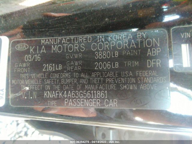 KNAFK4A63G5611861 KIA FORTE LX