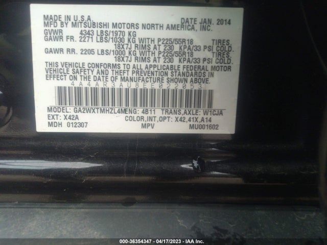 4A4AR3AU8EE022053 Mitsubishi Outlander Sport Es