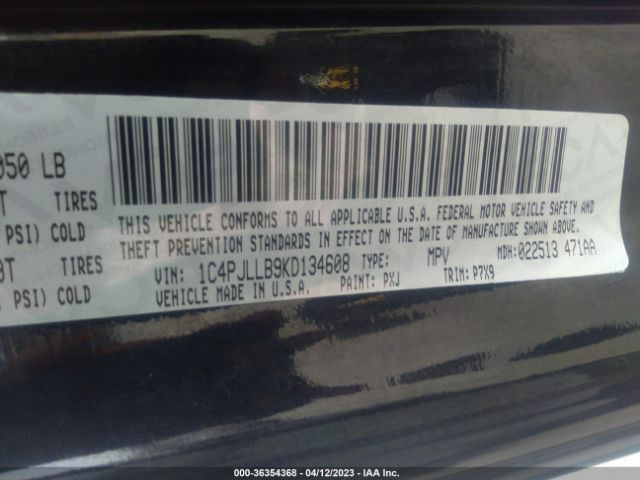 1C4PJLLB9KD134608 Jeep Cherokee Latitude Plus