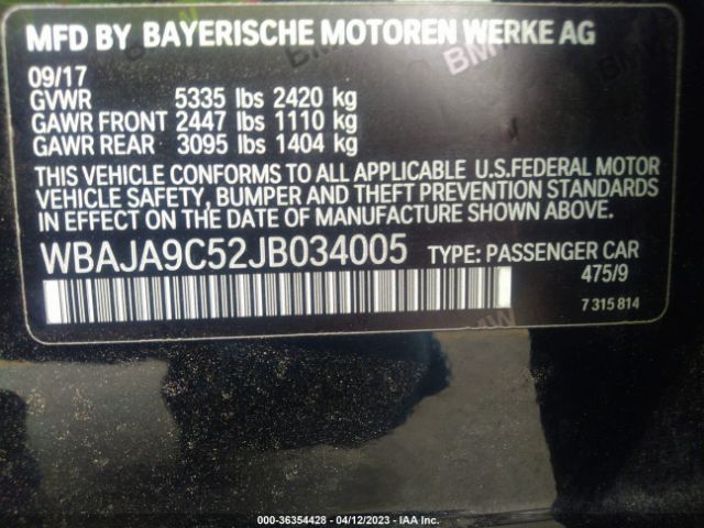 WBAJA9C52JB034005 BMW 5 Series 530e Iperformance
