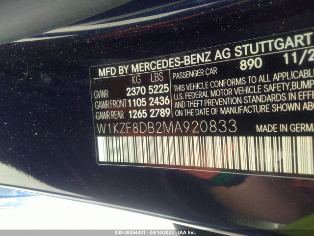 W1KZF8DB2MA920833 Mercedes-Benz E-class E 350