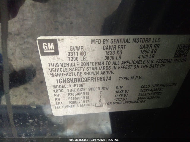 Chevrolet Tahoe Lt 2015 1GNSKBKC9FR196974 Image 11