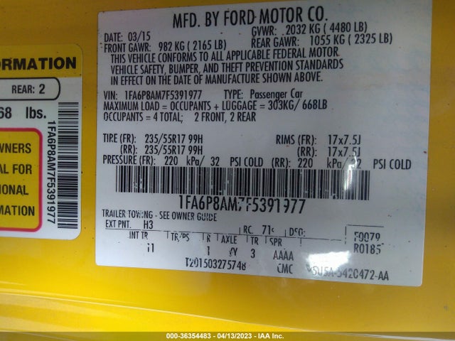 2015 Ford Fastback, VIN: 1FA6P8AM7F5391977