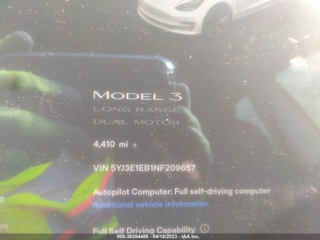 Tesla Model 3 Long Range 2022 5YJ3E1EB1NF209657 Image 7