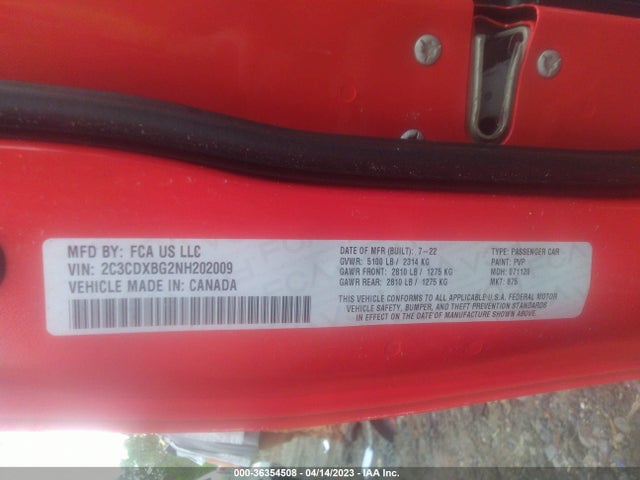 Dodge Charger Sxt 2022 2C3CDXBG2NH202009 Image 9