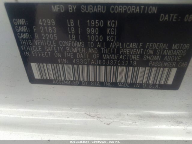 4S3GTAU60J3703219 Subaru Impreza Limited