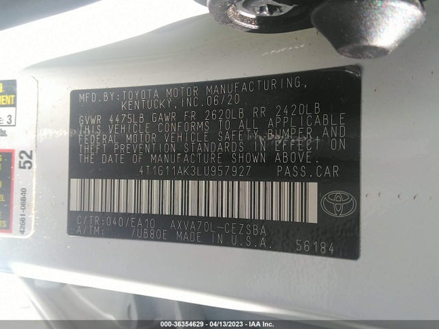 Toyota CAMRY SE 2020 4T1G11AK3LU957927 Image 10
