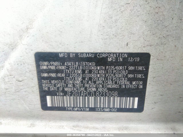 JF2GTAPC7L8233098 Subaru Crosstrek