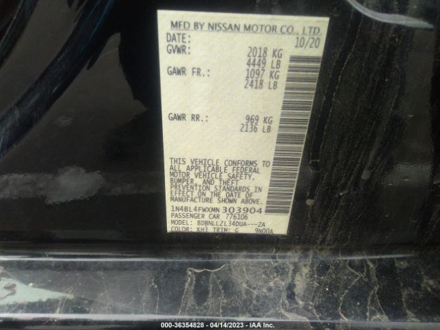 1N4BL4FWXMN303904 Nissan Altima 2.5 Platinum