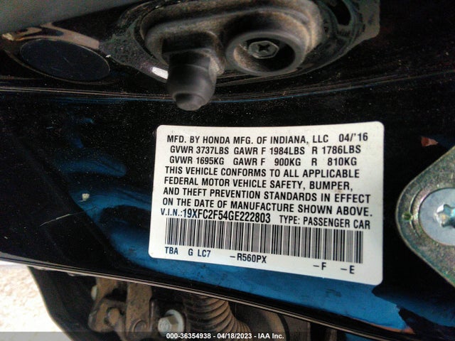 Honda Civic Sedan Lx 2016 19XFC2F54GE222803 Image 9