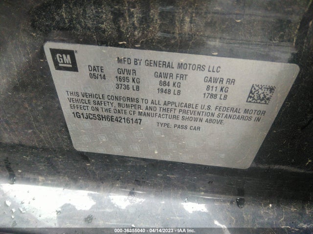 Chevrolet SONIC LT 2014 1G1JC5SH6E4216147 Image 10