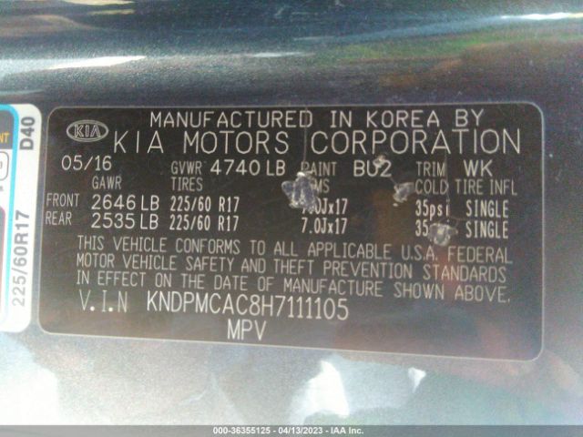KNDPMCAC8H7111105 KIA Sportage Lx