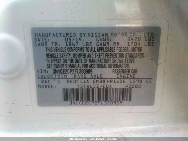 Nissan Versa Note Sv 2015 3N1CE2CP2FL350909 Image 9
