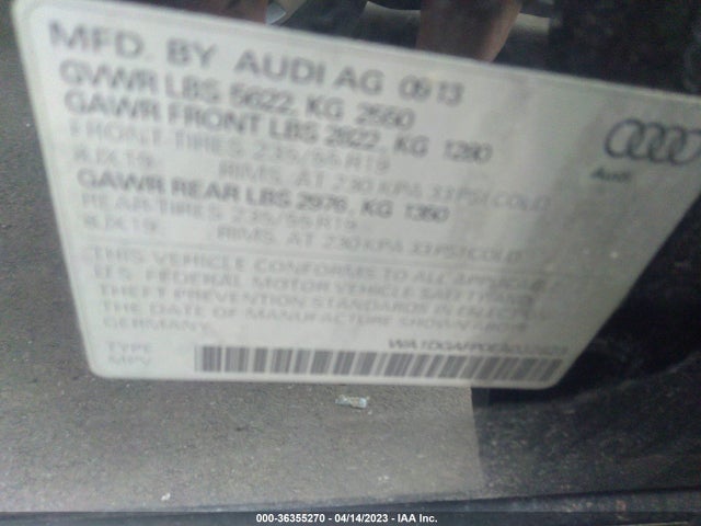 2014 AUDI Q5 PREMIUM PLUS VIN: WA1DGAFP0EA032823