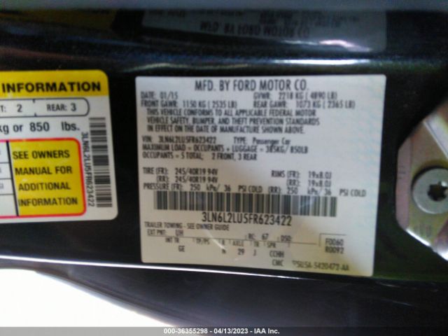 3LN6L2LU5FR623422 Lincoln MKZ HYBRID