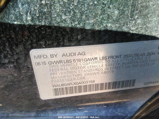 WAUBGAFLXGA003159 Audi S4 Premium Plus