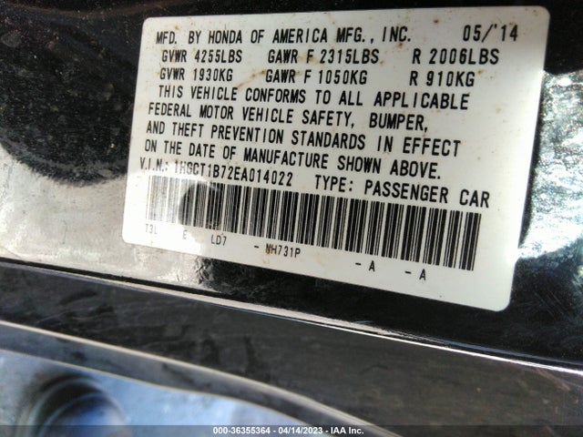 Honda Accord Coupe Ex 2014 1HGCT1B72EA014022 Image 11