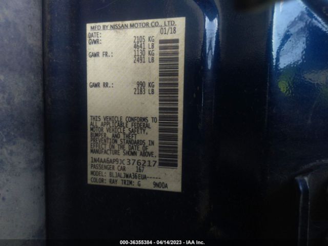 1N4AA6AP9JC376217 Nissan Maxima 3.5 Sv