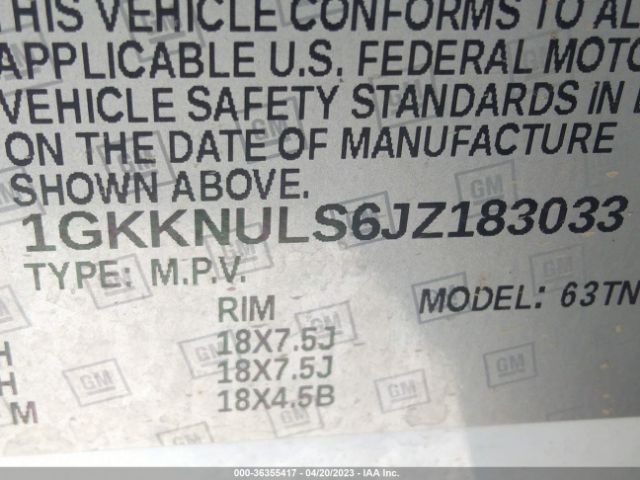1GKKNULS6JZ183033 GMC ACADIA SLT