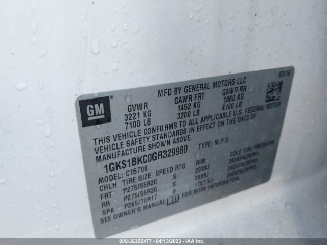 1GKS1BKC0GR329980 GMC YUKON SLT