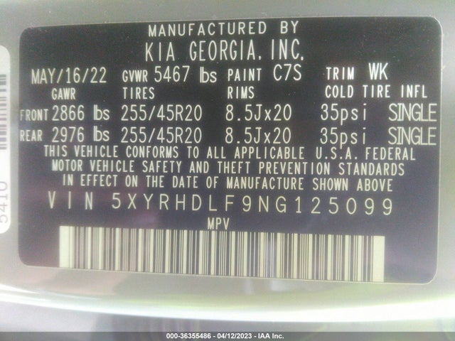 KIA Sorento X-line Ex 2022 5XYRHDLF9NG125099 Image 10