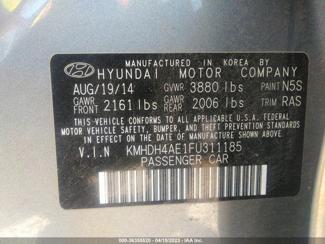 Hyundai ELANTRA SE 2015 KMHDH4AE1FU311185 Image 9