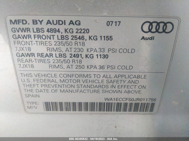 WA1ECCFS0JR011756 Audi Q3 Premium/sport Premium
