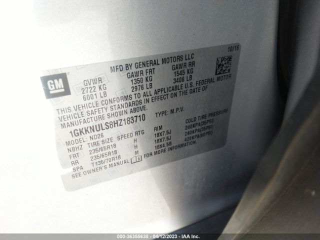 1GKKNULS8HZ183710 GMC ACADIA SLT