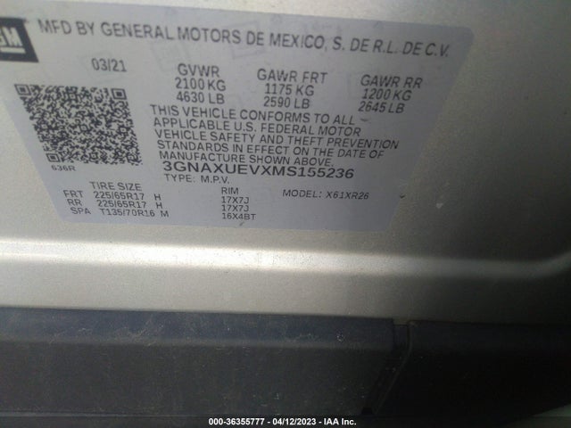 Chevrolet EQUINOX LT 2021 3GNAXUEVXMS155236 Image 9