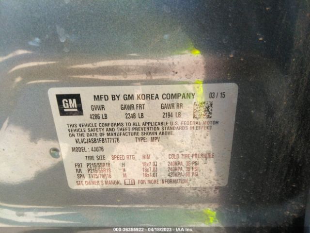 KL4CJASB1FB177176 Buick Encore
