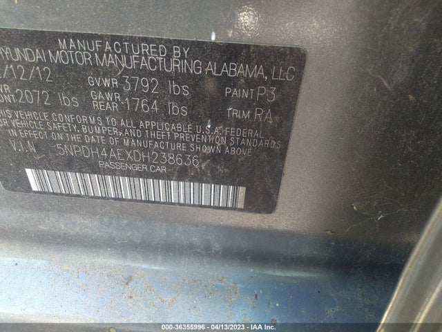 2013 HYUNDAI ELANTRA GLS PZEV VIN: KMHDH4AE8DU587652