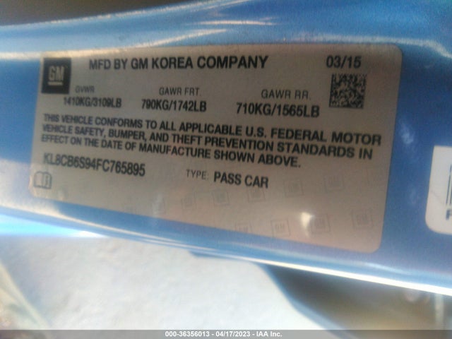 Chevrolet SPARK LS 2015 KL8CB6S94FC765895 Image 10