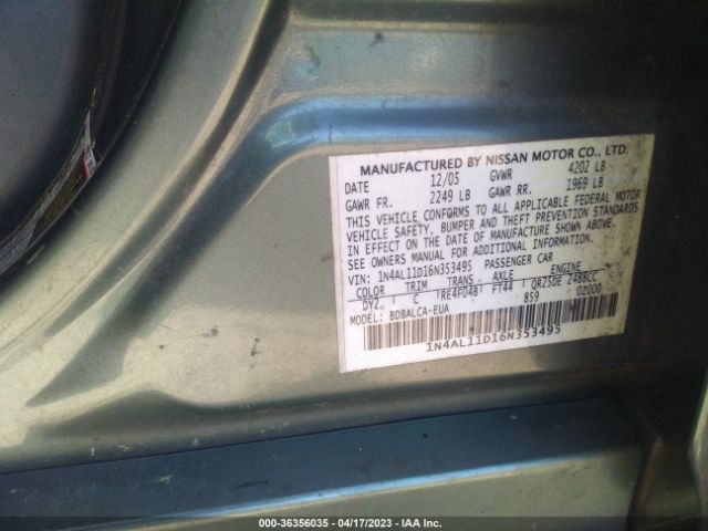 2006 NISSAN ALTIMA 1N4AL11D16N353495 Photo 8