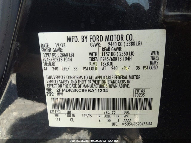 Ford Edge Limited 2014 2FMDK3KC8EBA11334 Image 10